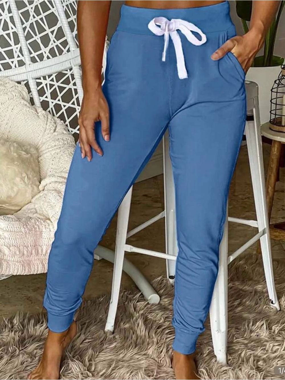 Women’s Blue Drawstring Jogger Pants